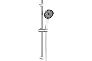 DERW Shower Slide Bar, Shower Riser Rail 70cm with 5 Modes Shower Head(Without Taps), Height-Adjustable, 360° Rotatable, Corrosion-Resistant, Built-in Filter, Durable for Your Shower System