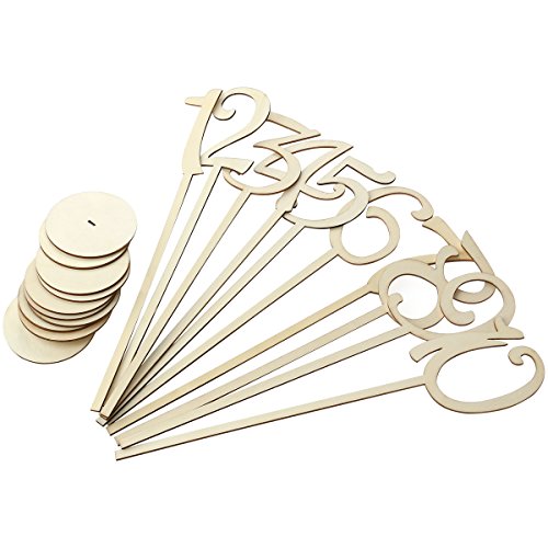 NUOLUX 1-10 Holz Tischnummern Holzform Tischnummern Stick Basis-Set für Hochzeit Geburtstagsparty - 4