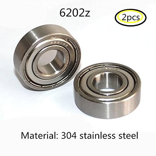 Preisvergleich Produktbild 304 Edelstahl 6202ZZ Abgeschirmte Industrie Rillenkugellager 15x35x11mm Radial Kugellager 2PCS (6202zz)
