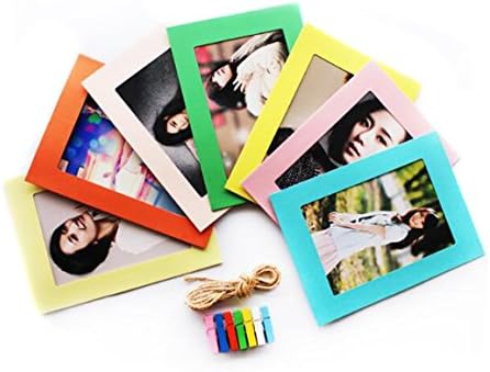 Ericotry 10Pcs Multi-Colored Creative DIY Hanging Paper Photo Frames Wall Wall Decor Picture Album Hanging Film Frame with Mini Clothespins and String