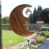 Fensterdeko zum Aufhängen | Bleikristall mit Holz | Mond Deko | HANDARBEIT | Regenbogenkristall | Sonnenfänger | Fenster Deko