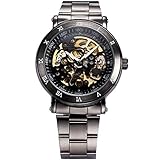 EASTPOLE Analog Herren Schwarze Automatik Mechanik Uhr mit Armband aus Edelstahl + EASTPOLE Geschenkbox PMW210