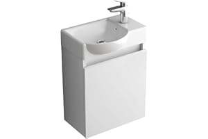 Alpenberger Waschbeckenunterschrank Klein Gäste WC | Waschbecken mit Unterschrank 45 cm Breit | Kleiner Schrank Weiß | Waschtisch Badezimmer Set Möbel