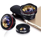 Handy Objektiv Set fisheye Lens - 3in1 Clip On Fischauge Kamera Adapter (0.28 X fisheye,0.6X 130° Weitwinkelobjektiv, 15X Makroobjektiv) for IOS &amp; Android Smartphones