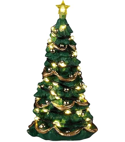 Sapin artificiel miniature décoré d'extérieur pour village de Noël Lemax