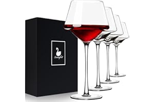 Swanfort Red Wine Glasses Set of 4, 460ml Elegant Long Stem Wine Glasses in Gift Box, Premium Glassware for Wedding, Anniversary, Birthday Gifts