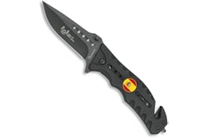 Tiendas LGP- Navaja ALBAINOX 19662-A/1046 Chapa Bandera de España Escudo -h. 8,6 cm. Herramienta para Caza, Pesca, Camping, Outdoor, Supervivencia y Bushcraft