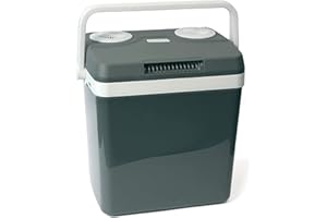 ‎DINO KRAFTPAKET Dino KRAFTPAKET 131001 Kühlbox 12V 230V (WÄRMT & KÜHLT) HÖHE: 44cm GRÖSSE: 32-Liter (28L netto) Elektrische Kühlbox für Auto Boot Camping, Elektrokühlbox mit ECO-Modus, Grau