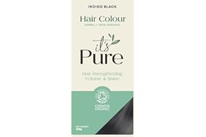 It's Pure Organic Henna Hair Dye in Indigo Black | 100% Natural, Vegan, & Gluten Free | PPD Free Hair Dye, Ammonia Free, Resorcinol Free, & Peroxide Free | Volumising, Strengthening, & Revitalising |