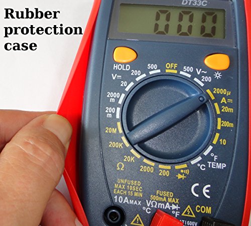 Qprods – Digital-Multimeter. Hintergrundbeleuchtung, Hold-Funktion. Maßnahmen Volt, Ampere, Ohm, Temperatur, Kontinuität, Dioden. Überlastschutz. 2 Jahre Herstellergarantie. Mit Batterie - 8