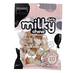 Dogaholic Milky Chews Knotted Bone with Chicken Dog Treat (10 Pieces)