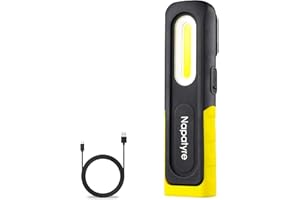 Napatyre LED Torch Rechargeble, 800 Lumens Inspection Lamp 3 Modes Magnetic Torch with 180° Swivel Bracket & Hanging Hook, Portable Rechargeable Work Light for Home Work Emergency Use