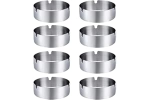 SINZAU Cendrier, Cendrier Rond en Acier Inoxydable, Utilisé Dans les Bars, Restaurants, Chambres, 8 Pièces