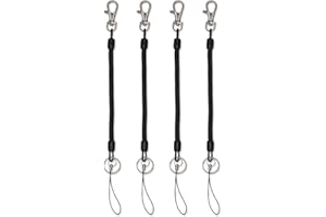 ‎LICHUANUK 4 Stück Angeln Lanyard, Verhindern Sie den Verlust von Schlüsseln, Anti-Lost Spiral Sicherheits Seil mit Karabiner, Elastisch Sicherheitsseil, für die Angelzange, Schlüssel, Camping
