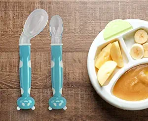 Kassy Pop Curated Just for You Baby Boys and Girls Silicone Feeding Spoon (Blue, Children One Size)
