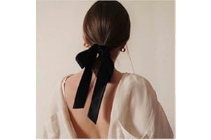 Yheakne Fermaglio per capelli in velluto, con fiocco in raso, per l'inverno, accessorio per capelli per donne e ragazze, idea regalo (nero)