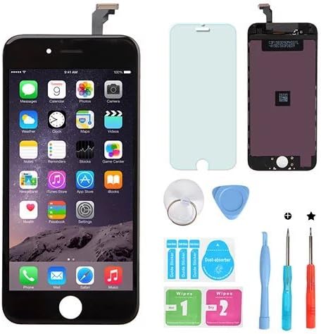 HSX_Z LCD Display Touch Screen Replacement Digitizer Frame Assembly Full Set with Free Tools and Professional Glass Screen Protector for iPhone 6/4.0 inch-Black