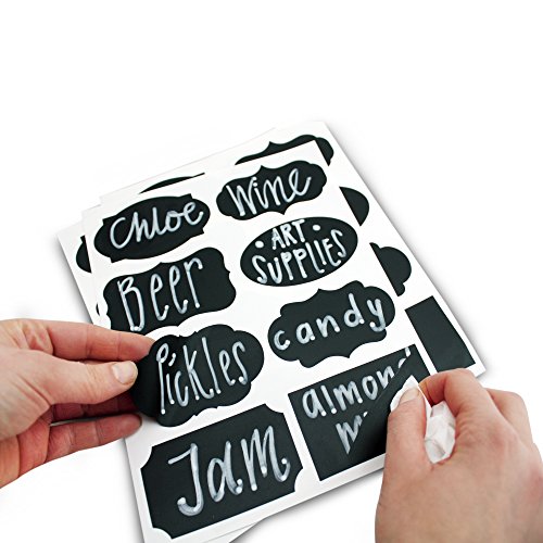 PrimeFolksCo. Tafeletiketten Aufkleber Set 48x Etiketten zum Aufkleben inklusive flüssigem Kreidemarker-Stift 8 verschiedene, angesagte Designs Perfekt für Marmeladengläser, Bier, Wein, Aufbewahrung und mehr - 3