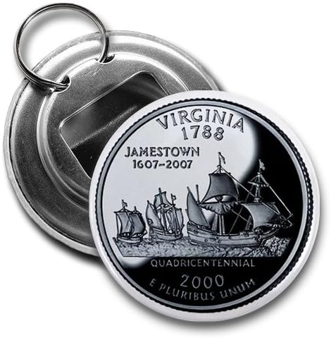 VIRGINIA State Quarter Mint Image 2.25 inch Button Style Bottle Opener