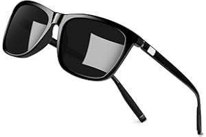 KANASTAL Lunettes de Soleil Polarisées pour Homme et Femme UV400 et Lunettes Conduite de Nuit Jaunes Anti Eblouissement Rectangulair AL-MG