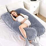 Oreiller de Corps Multiposition Oreiller Femme Enceinte Allaitement D'Allaitement Forme de U 100% Coton Avec Housse en Velours Remplaçable et Lavable