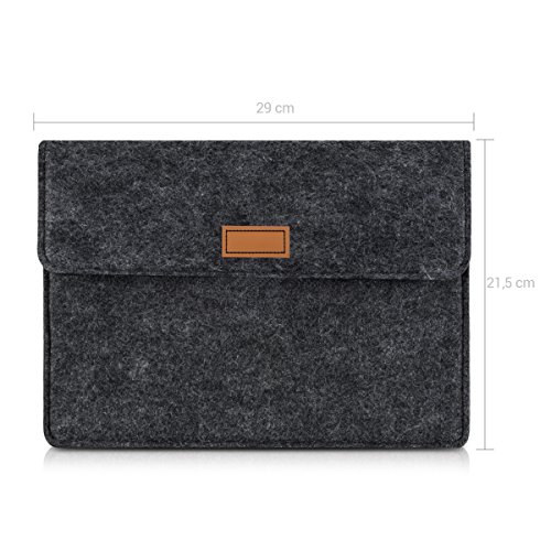 kwmobile Tablettasche Filz Sleeve für 9,7 – 10,1″ Tablet – Tablet Schutzhülle Tasche Case Hülle in Dunkelgrau mit Innentaschen Innenmaße: ca. 28,0 x 20,0 cm - 3