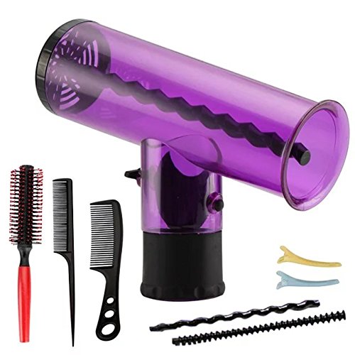 Wawoo Hair Dryer Universal Hood Attachment Hair Styling Tools Hair Air Curler Hair Roller, Detachable Plastic Hair Hood Diffusing Dryer Big Waves Curls DIY Styling Tool, Magic Wind Spin Hair Dryer Curl Diffuser Hair Roller Curler