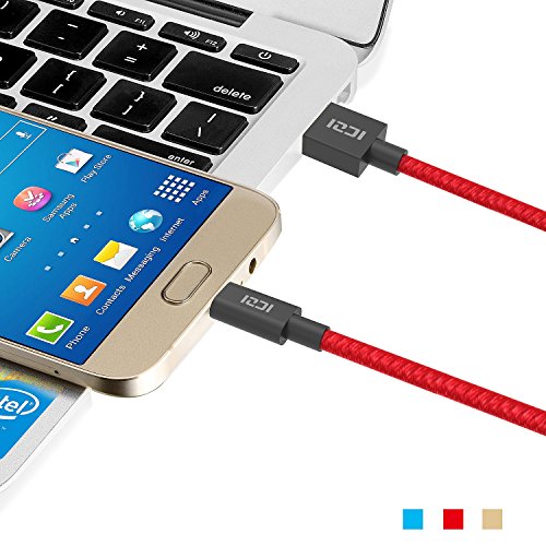 ICZI Aluminium USB 2.0 auf Micro USB Kabel, Micro USB Ladekabel Datenkabel, vergoldet Stecker, 3-Pack ( 1x 1M Schwarz, 1x 1M Gold, 1x 1M Blau ), für Samsung , HTC , Huawei , Sony , Powerbank usw. - 4