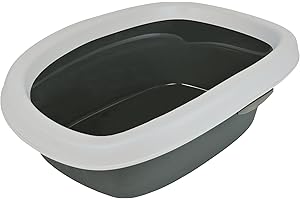 TRIXIE Katzentoilette Carlo - abnehmbarer Rand - leicht zu reinigen - Kunststoff - grau/weiß - 31 x 14 x 43 cm