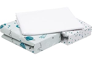FlyIdeas Drap Housse Cododo 50x83 cm, Parure 3 Pcs 100% Coton Certifiè - 2 Drap Housses & 1 Alèse Protégé Matelas Imperméable Compatible avec Berceau Bebe Kinderkraft Chicco Next to Me Iora