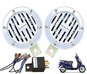 Generox Leher Sonic Horn With Relay and Fitting Wire for Suzuki Access 125 - Set of 2