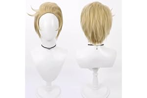 LEDABAO Hazbin Hotel Lucifer Morningstar WIG Anime Cosplay Fiesta Peluca Dorada Corta