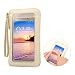 Produktbild Asnlove 2 in 1 PU Leder Multifunktionale Wallet Lang Handytasche Schultertasche Touchscreen PU Leder Mobile Bag Protective Case mit Straps für iPhone Samsung Huawei Smartphone unter 6.4 Zoll, Golden