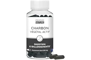 Charbon végétal actif - 100% naturel - Digestion - Détox - Ballonnements - 200mg - 120 gélules - PROPOS'NATURE