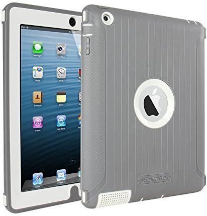 iPad 2 3 4 Case,by eSellerBox® Heavy Duty Full-body Rugged Armor Hybrid Multi-Layer Defense Protective With kickstand Holder Built-in Screen Protector Durable Case Cover apple iPad 2/3/4( Grey&amp;White)