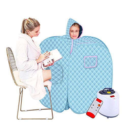 Preisvergleich Produktbild HIXGB Tragbare Mobile Dampfsauna,Haushalts-Faltendes Detox Fumigations Badekurort Gewichts Verlust Doppelsauna Zelt, 0-99 Minuten Timing, 1-9 Temperatur-Anpassung, 80 * 100Cm / 31.50 * 39.37In,Blue