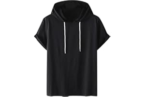 VPQILH Maglietta Uomo Manica Corta Felpe con Cappuccio Hoodie Basic Manica Corta T-Shirt Casual Vintage Palestra Maglietta Elasticizzato Original Tee Cotone Estive T Shirt Maglia Elegante Tinta Unita