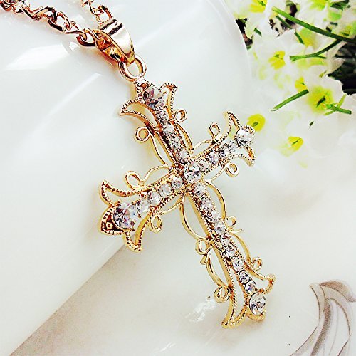 Beautiful Bead Bling Rhinestones Diamond Cross Pendant Long Chain Stylish Necklace for Sweater by Beautiful Bead
