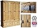 Solid Pine Triple Wardrobe, 3 Door Rustic, Rough Sawn Robe with 2 Drawers. Choice of Colours. No flat packs, No assembly (RSTRW)