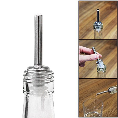 COM-FOUR® 4x Flaschenausgießer aus Edelstahl, mit Kunststoff-Schutzkappe - 3