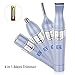 Bikini Trimmer, 4 in 1 Women Shaver Eyebrow Trimmer Nose Trimmer Battery Operated Bikini Grooming Kit Mini Portable Design Women Groomer Kit for Bikini Area/ Armpit / Arm / Leg Battery included ( Blue )