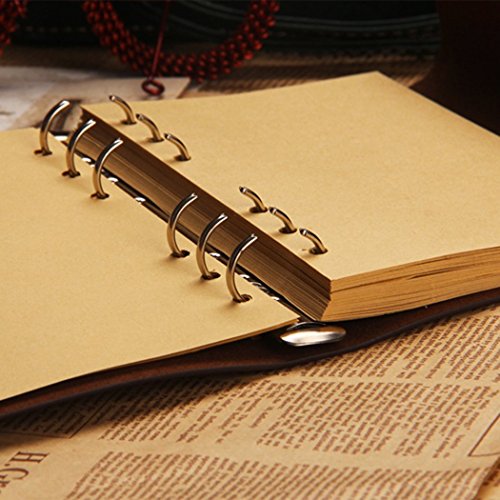 Tinksky Vintage Notizbuch klassische PU Leder Cover Journal Notebook Retro Spirale Ringbuch Tagebuch - 8