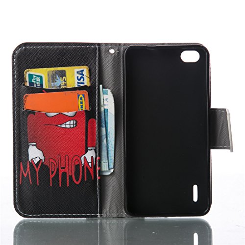 Jepson Huawei Honor 6 (5,0 Zoll) Premium Lederhülle Flip Case – Bookstyle Folio Cover Kartenfächer Magnetverschluss und Standfunktion PU Leder Etui für Handytasche Schutzhülle Bunt Muster. - 3