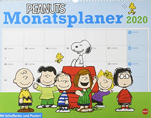 Peanuts Monatsplaner. Wandkalender 2020. Monatskalendarium. Spiralbindung. Format 44 x 34 cm