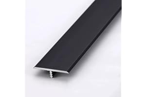 LIYI929GP Profilé en T, Noir Blanc Profil Rail De Transition Plate, Transition Facile Fixation, Bande De Moulure De Bord pour Moquette Et Revêtement De Sol, 90cm Long Aluminium Anodisé Barre De Seuil