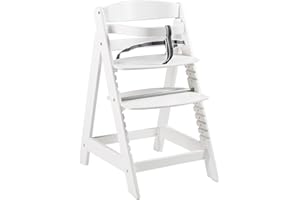 roba Chaise Haute Évolutive en Bois Blanc Sit Up Click - Hauteur Réglable par un Seul Clic - Certifiée EPH - de 6 Mois jusqu'à 70 kg - avec Barre de Sécurité