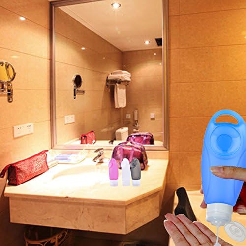 Edobil Silicone Travel Bottles with Facial Brush **TSA ** Airline Carry-On Approved FDA Certification Three Leakproof Walls Strong Adsorption and Hanger Design( 3oz 4 Pack) (3oz)