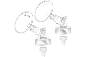 Maymom Lot de 2 pièces de pompe à col large en deux parties de 12 mm compatibles avec les pompes Spectra S1, Spectra S2 et 2 valves, avec brides à large ouverture, bride Spectra non originale (bride
