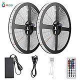 【 Excelente modo de color 】: Tecnología 3528 SMD RGB (rojo, verde, azul), con 16 opciones multicolores, 3 modos de color normal, brillo ajustable y modo programable (diseñable por ti mismo), ideal para crear una atmósfera romántica, cálida, o incluso según la selección del color y modo, festiva.