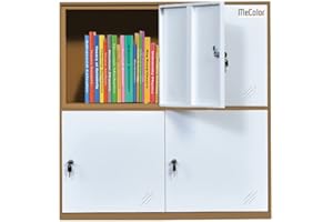 MECOLOR Small Office Metal Cabinet Locker Metal Lockers for Office Space (White, 4D)